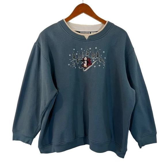 Hasting & Smith Sweaters - Hasting & Smith Christmas Crewneck Pullover 2X Penguin Rhinestone Embroidered